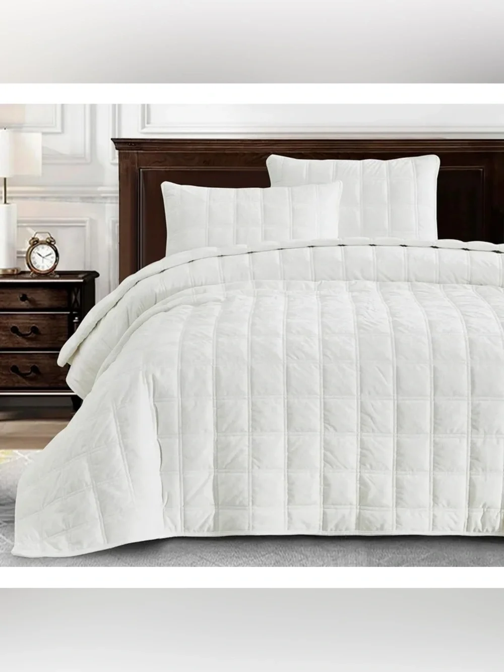 Classic White Quilted Comforter Set by